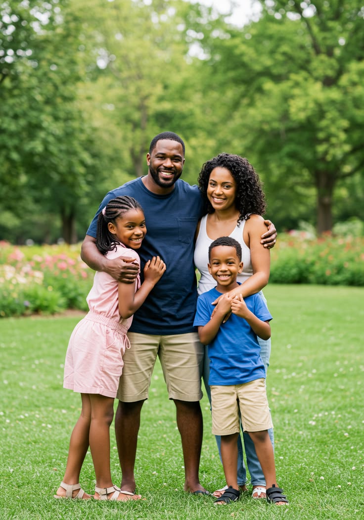Família angolana no jardim
